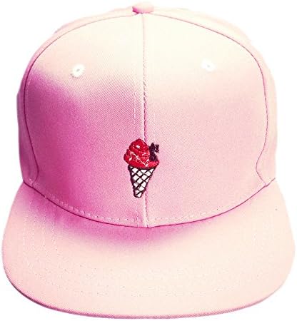 WEESDON Women's Cute Embroidery Ice Cream Hip Hop Snapback Hat Pink