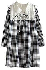 Cotton Plaid Print Party Dress/Mini Dress 