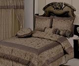 11pc Queen Bed in a Bag Newport Beige Comforter Set -Includes 1000TC Egyptian Cotton Sheet Set