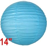 Turquoise Blue Chinese/Japanese Paper Lantern/Lamp 14″ Diameter – Just Artifacts Brand