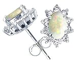 0.90 cttw Opal Earrings in 14k White Gold LIFETIME WARRANTY - B00068EC0U