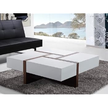 Table de café moderne - blanche - 100 x 100 cm - table de salon - EVORA