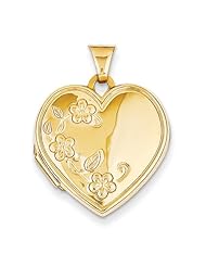 14k Yellow Gold Floral Heart Locket. Metal Wt- 2.31g