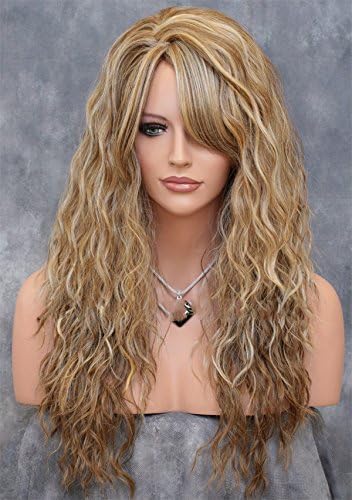 KeeWigs™ Long Heat OK Loose Spiral Curls Curly Wig in Medium & Dark Blonde Mix ABLI 2216