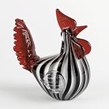 Badash Mouth Blown Art Glass Rooster Black & White