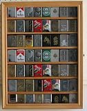 56 Zippo Lighter Display Case Cabinet Holder Wall Rack, with Glass Door, Oak Finish (LC04-OA)