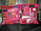 Chair Cushion Covers-2 Pink Floral Sari Toss Pillow Cushion Covers Free Shipping
