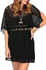Chevron Print Embroidered Belted Chiffon/Polyester  Dress