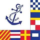 Ideal Home Range 20 Count Boston International 3-Ply Paper Cocktail Napkins, Nautical Flags