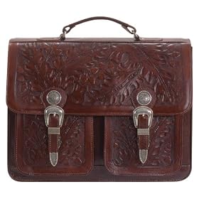 American West Oak Leaf Travel Colletion 2 Compartment Briefcase w 2 Front Pockets