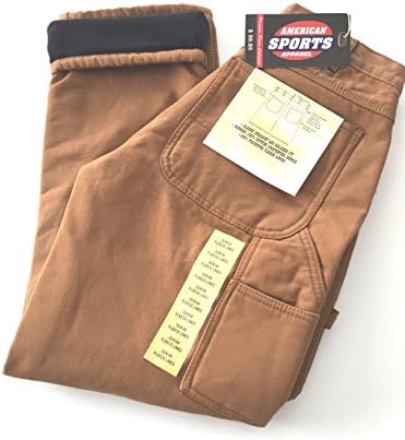 Relaxed fit Brown Carpenter Style Fleece Lined Jeans