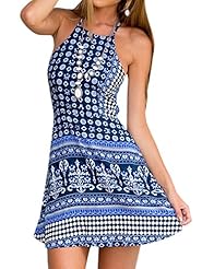 Sexy Floral Print Halter  Dress