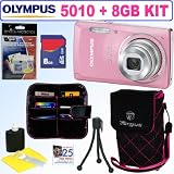 Olympus Stylus 5010 14 MP Digital Camera (Pink) + 8GB Accessory Kit