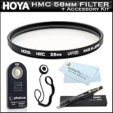 Hoya 58MM HMC Haze UV(0) Multi Coated Glass Filter + Wireless Remote Control + LensPen Cleaning Kit + Cap Keeper + For Nikon D40, D40x, D50, D60, D70, D70s, D80, D90, D3000, D5000, 5100, D7000 Which Use These (55-300mm, 50mm) Nikon Lenses