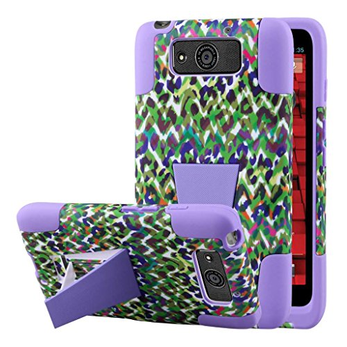 Motorola DROID MAXX / DROID ULTRA Case, MPERO IMPACT X Series Dual Layered Tough Durable Shock Absorbing Silicone Polycarbonate Hybrid Kickstand Case for DROID MAXX / DROID ULTRA [Perfect Fit & Precise Port Cut Outs] - Purple Rainbow Leopard
