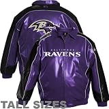 NFL Baltimore Ravens Purple-Black Pleather Varsity Team Tall Sizes Full Zip Jacket (X-Large)