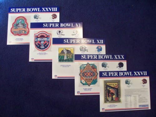 Dallas Cowboys NFL Super Bowl Patch and Stat Panel Card Complete Set 1971 1977 1992 1993 1995 Willabee Ward