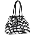 Timeless Chic Black / White Cross Woven Weave Kiss Clasp Framed Leatherette Satchel Hobo Shoulder Bag Handbag Purse