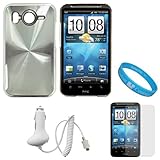 Silver Metallic Rubberized Crystal Hard Protector Case Cover for HTC Inspir ....