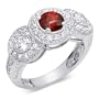 Bold & Beautiful 1.00 carat Round Shape Checker Board Garnet & White CZ Size 8 Gemstone Ring in Sterling Silver