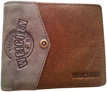 Weichen Men's Cowhide Leather Bifold Wallets with the Middle Id