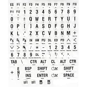 Large Print English Keyboard Stickers for the Visually Impaired (Non Transparent - White with Black Letters)