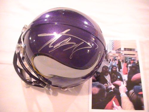 ADRIAN PETERSON SIGNED AUTOGRAPHED MINI HELMET MINNESOTA VIKINGS COA + HOLOGRAM