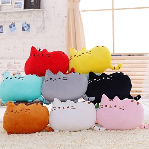 Newbaogu Animated Plush Cute Cat Cushion Pillow Soft Toy Sofa Decoration White