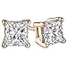 FANTOM Unisex Solid Silver Princess Rose Overlay Stud Cubic Zirconia Earrings