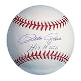 Pete Rose Autographed Baseball with Hit King Inscription