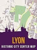 Lyon, France Historic City Center Street Map (UNESCO World Heritage Site)