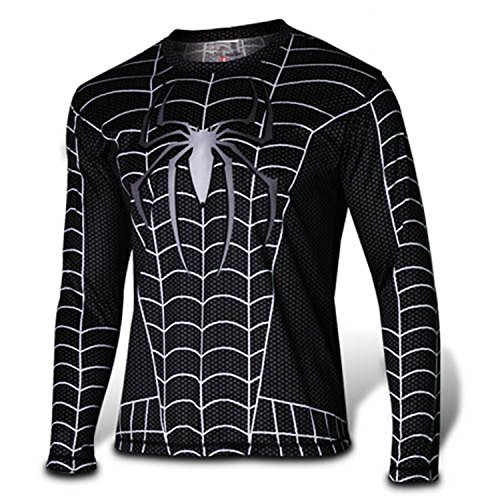 G-Like Men's Black Spider Man Long T-shirt (X-Large)
