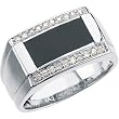 14K White Gold Onyx and Diamond Man's Ring - 0.25 Ct.