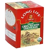 Long Life Organic Green Tea With Lemongrass, Tea Bags, 20-Count Boxes (Pack of 6)