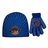 Disney Phineas and the Ferb Boy's Beanie Knit Hat and Glove - Set (8-18)