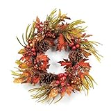 Melrose International  21-Inch Polyester and Polyform Foliage, Berry and Cone Wreath