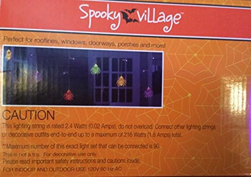 Spooky Village Set Of 12 Lighted Spider-cycles String Light Set