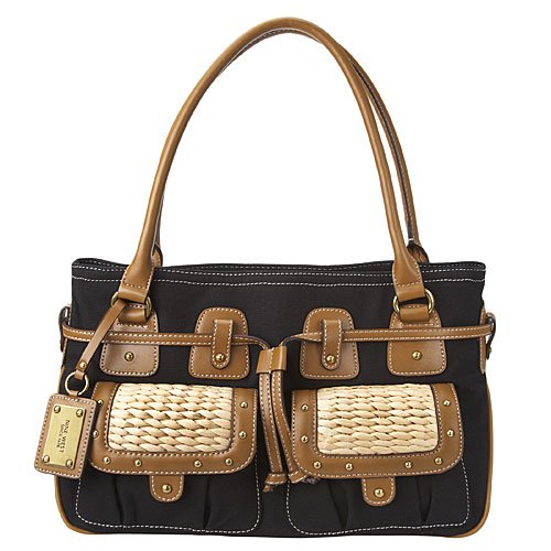 Nine West Straw and Canvas Drawstring Bag