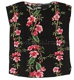Pullover Blouse - Plumeria Bamboo Panel Cap Sleeve Side Slits Women's Hawaiian Aloha Pupu Top