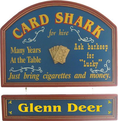 Personalized Wood Sign - CARD SHARK FOR HIRE