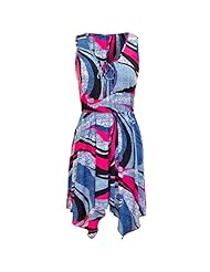 Scoop Neck Sleeveless Summer Polyester/Spandex Geometric Print Elasticized Empire   Waistline  Dress