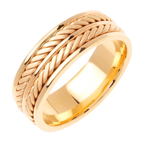 Beverly Diamonds Rose-and-yellow-gold MENS 14K 2-TONE WEDDING BAND RING