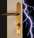 Storm Door Handle Lock Thunderbolt Storm Door Handleset in Lifetime Polished Brass PVD Finish