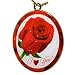 Valentines Day Gift - "Red Rose Just for You" Oval Ornament in Gift Box