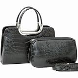 2 in 1 Alligator Textured Leather Look Like Fashion Bag