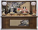 金彩親王 格子金彩桜収納飾り　親王収納飾り雛人形　18-2