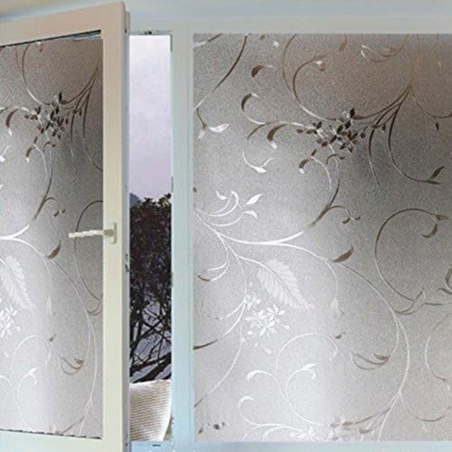 HaiSAM Elegant Flower Decorative Self Adhesive Static Privacy Glass WindowFilm 45x100cm