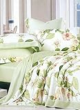 4-pc Fabulous Light Green Floral Tencel Duvet Cover Bedding Set - King Size ....