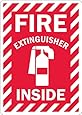 SmartSign Safety Sign, Legend "Fire Extinguisher Inside", Red on White