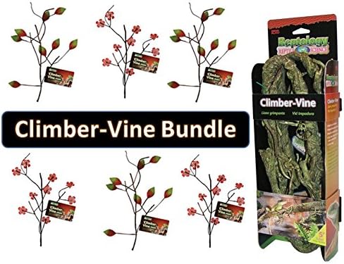 Over 5 Feet of Climber Vine for Reptiles &amp; BONUS 6 Pack of 12 Inch Climber Vine with Leaves Accents (Green)